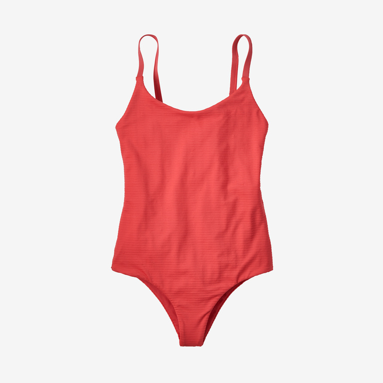 Coral-red one-piece swimsuit