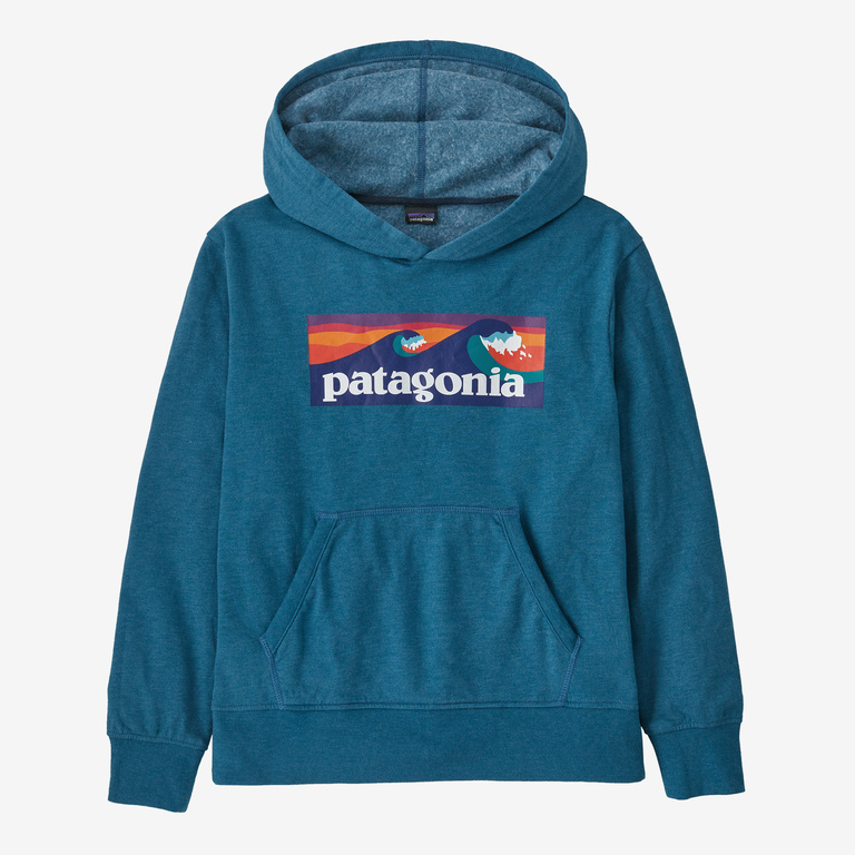 Patagonia Lightweight Graphic Hoody Sweatshirt - Kids XL Boardshort Logo - Wavy Blue