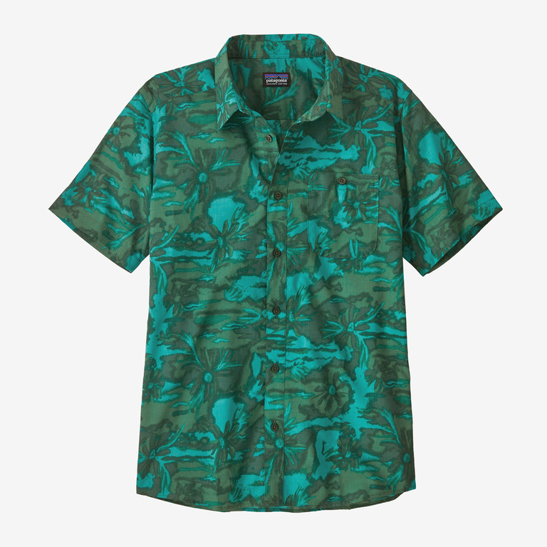 M's Go To Shirt, Cliffs and Waves: Conifer Green / M