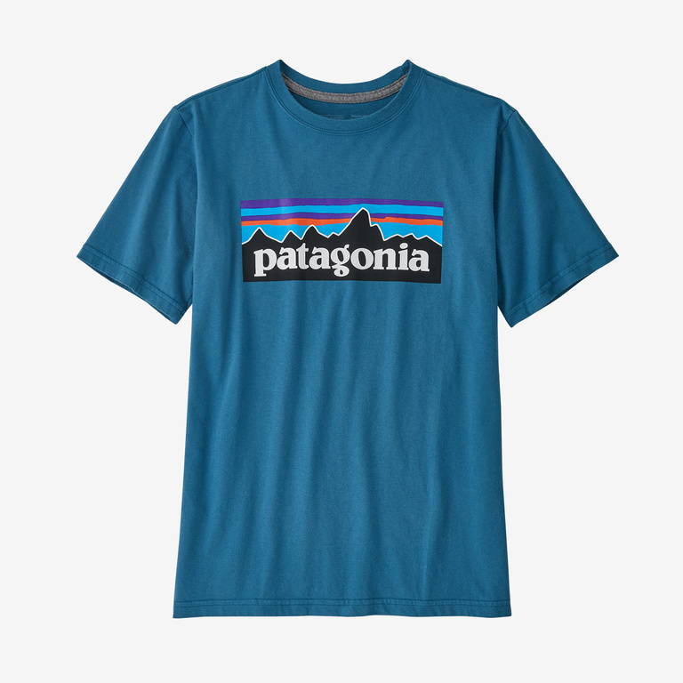 Patagonia Kids' Regenerative Organic Certified Cotton P-6 Logo T-Shirt - Wavy Blue - 62163 - S