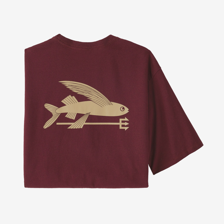 Patagonia Men’s Flying Fish Responsibili-Tee in Sequoia Red, Extra Small - Logo T-Shirts - Recycled Cotton/Polyester