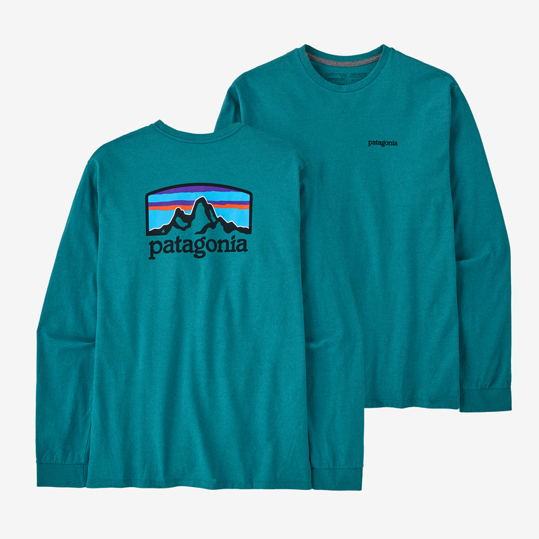 Patagonia Fitz Roy Horizons Responsibili-Tee Long Sleeve T-Shirt - Men's XS Belay Blue