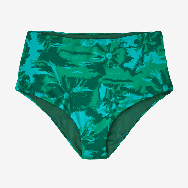 Banded High Waisted Swim Bottom in Electric Blue and Spring Green