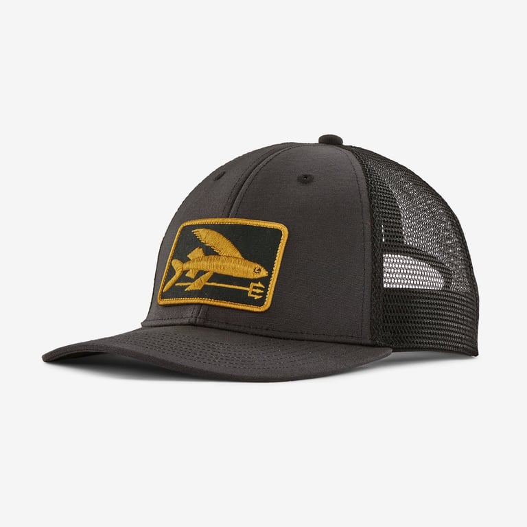 Patagonia Flying Fish LoPro Trucker Hat in Ink Black - Trucker Hats & Caps - Organic Cotton/Polyester
